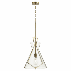 Quorum 1-LT Pendant - Aged Brass w/ Textured Glass - 8426-80 Quorum 1-LT Pendant - Aged Brass w/ Textured Glass - 8426-80