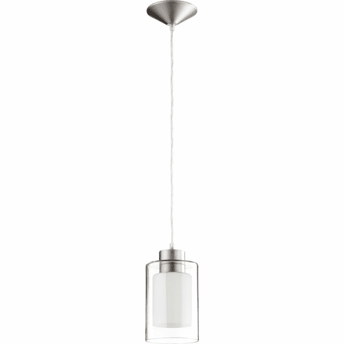 Quorum 1-LT Pendant/Clear - Satin Nickel Clear And White - 882-165