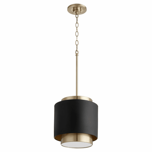 Quorum 1-LT Pendant - Noir/Aged Brass - 8010-6980