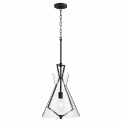 Quorum 1-LT Pendant - Noir w/ Stone Seeded Glass - 8426-69