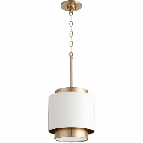 Quorum 1-LT Pendant - Studio White/Aged Brass - 8010-0880