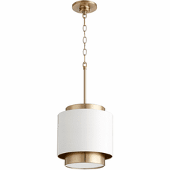 Quorum 1-LT Pendant - Studio White/Aged Brass - 8010-0880