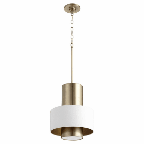 Quorum 1-LT Pendant - Studio White/Aged Brass - 8011-0880