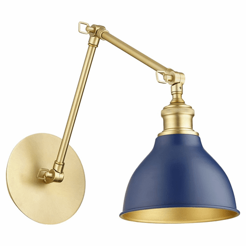Quorum 1-LT Wall Mount - Aged Brass w/ Blue - 5392-3280