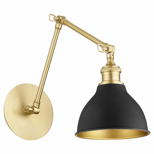 Quorum 1-LT Wall Mount - Aged Brass w/ Noir - 5392-6980