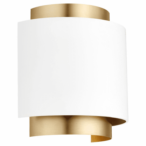 Quorum 1-LT Wall Sconce - Studio White w/ Aged Brass - 5610-0880