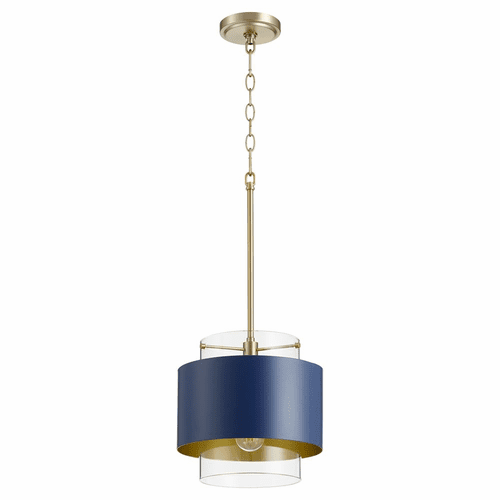 Quorum 10" 1-LT Pendant - Aged Brass w/Blue - 8012-3280
