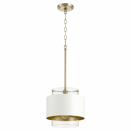 Quorum 10" 1-LT Pendant - Aged Brass w/Studio White - 8012-0880
