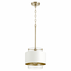 Quorum 10" 1-LT Pendant - Aged Brass w/Studio White - 8012-0880
