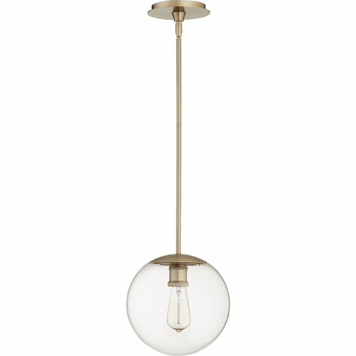 Quorum 10" Clear Globe Pendant - Aged Brass - 80-10-80
