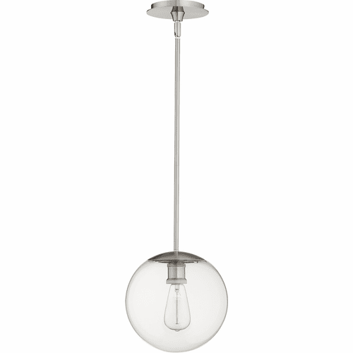 Quorum 10" Clear Globe Pendant - Satin Nickel - 80-10-65