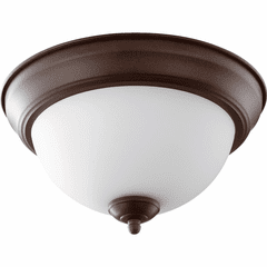 Quorum 11" Flushmount - Oiled Bronze W/ Satin Opal - 3063-11-86