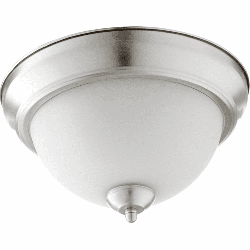 Quorum 11" Flushmount - Satin Nickel W/ Satin Opal - 3063-11-65