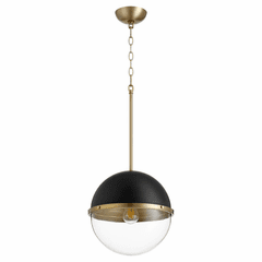 Quorum 12" 1-LT Pendant - Noir w/Aged Brass - 83-12-6980