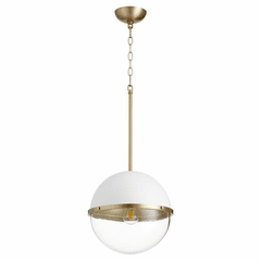 Quorum 12" 1-LT Pendant - Studio White w/Aged Brass - 83-12-0880