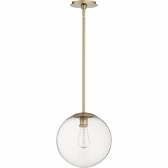 Quorum 12" Clear Globe Pendant - Aged Brass - 80-12-80