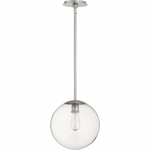 Quorum 12" Clear Globe Pendant - Satin Nickel - 80-12-65