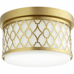 Quorum 12" Geometric Flushmount - Aged Brass - 344-12-80