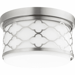 Quorum 12" Trellis Flushmount - Satin Nickel - 343-12-65 Quorum 12" Trellis Flushmount - Satin Nickel - 343-12-65