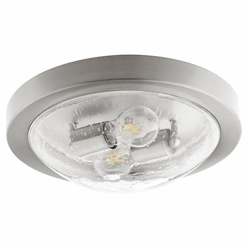 Quorum 13" 2-LT Ceiling Mount - Satin Nickel w/ Clear/Seeded - 3502-13-65