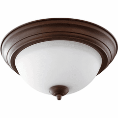 Quorum 13" Flushmount - Oiled Bronze W/ Satin Opal - 3063-13-86