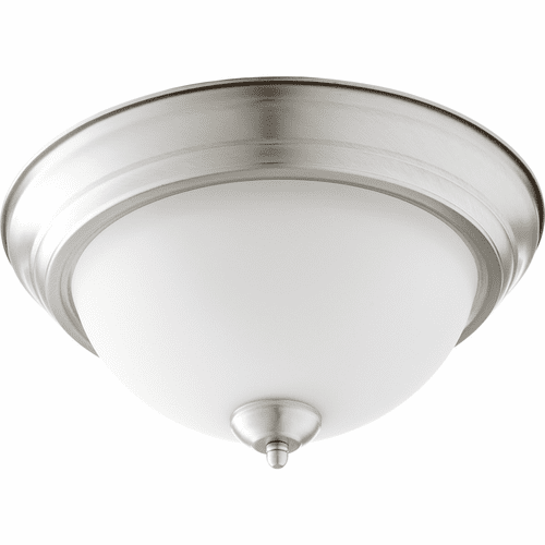 Quorum 13" Flushmount - Satin Nickel W/ Satin Opal - 3063-13-65