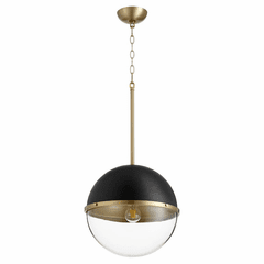 Quorum 14" 1-LT Pendant - Noir w/Aged Brass - 83-14-6980
