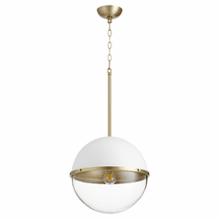 Quorum 14" 1-LT Pendant - Studio White w/Aged Brass - 83-14-0880