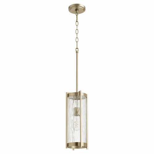 Quorum 15" 1-LT Chisseled Pendant - Aged Brass w/Clear Chisseled Glass - 809-80