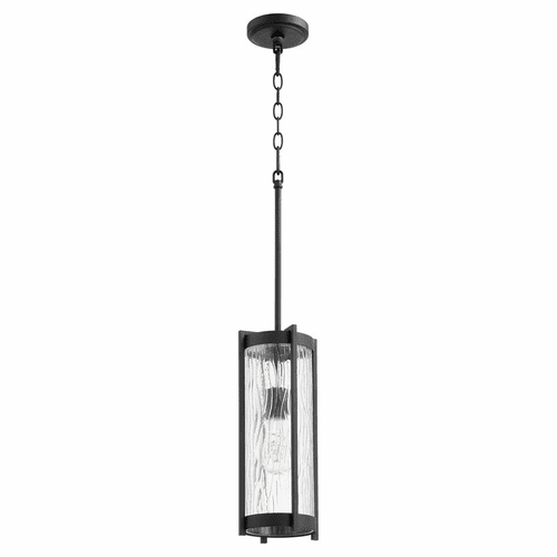 Quorum 15" 1-LT Chisseled Pendant - Noir w/Clear Chisseled Glass - 809-69
