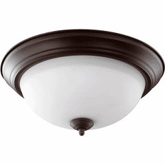 Quorum 15" Flushmount - Oiled Bronze W/ Satin Opal - 3063-15-86