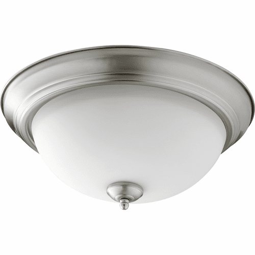 Quorum 15" Flushmount - Satin Nickel W/ Satin Opal - 3063-15-65