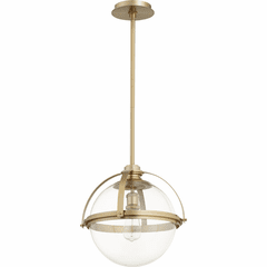 Quorum 15" Meridian Globe Pendant - Aged Brass - 88-15-80