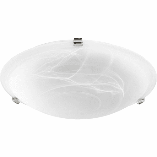 Quorum 16" Flushmount - Polished Nickel W/ Faux Alabaster - 3000-16-62