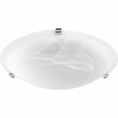 Quorum 16" Flushmount - Polished Nickel W/ Faux Alabaster - 3000-16-62