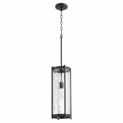 Quorum 19" 1-LT Chisseled Pendant - Noir w/Clear Chisseled Glass - 810-69