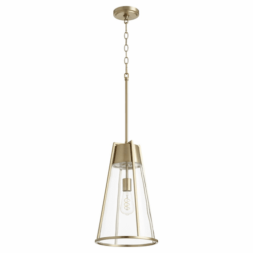 Quorum 19" 1-LT Pylon Pendant - Aged Brass w/Clear - 827-80