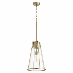 Quorum 19" 1-LT Pylon Pendant - Aged Brass w/Clear - 827-80