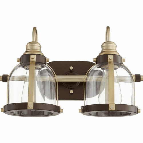Quorum 2-LT Banded Dome - Aged Brass W/ Oiled Bronze - 586-2-8086