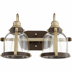 Quorum 2-LT Banded Dome - Aged Brass W/ Oiled Bronze - 586-2-8086 Quorum 2-LT Banded Dome - Aged Brass W/ Oiled Bronze - 586-2-8086