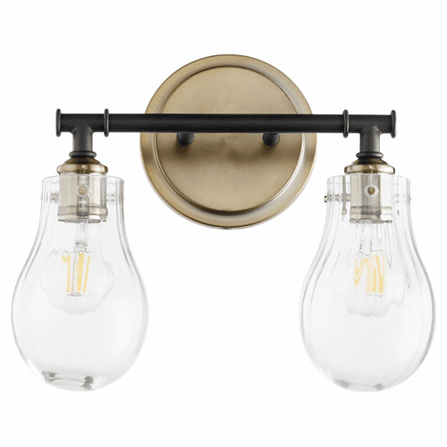Quorum 2-LT Bath Vanity Light - Noir w/Aged Brass - 511-2-69