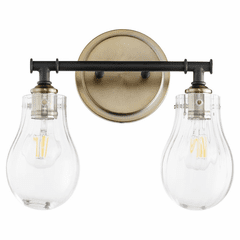 Quorum 2-LT Bath Vanity Light - Noir w/Aged Brass - 511-2-69