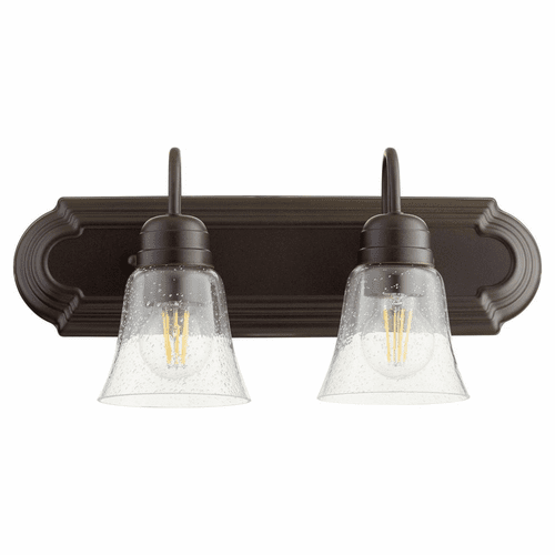 Quorum 2-LT Bath Vanity Light - Oiled Bronze w/Clear/Seeded - 5094-2-286