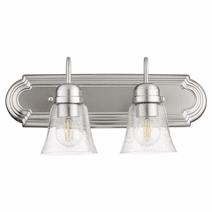 Quorum 2-LT Bath Vanity Light - Satin Nickel w/ Clear/Seeded - 5094-2-265