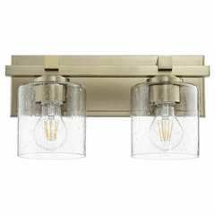 Quorum 2-LT Cylinder Wall Mount - Aged Brass w/ Clear/Seeded - 5669-2-280
