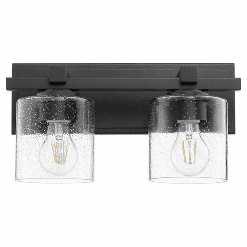 Quorum 2-LT Cylinder Wall Mount - Noir w/Clear/Seeded - 5669-2-269