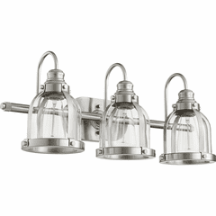 Quorum 3-LT Banded Dome Vanity - Satin Nickel - 586-3-65