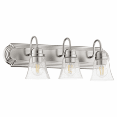 Quorum 3-LT Bath Vanity Light - Satin Nickel w/ Clear/Seeded - 5094-3-265