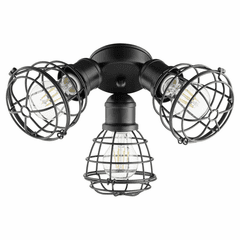 Quorum 3-LT Cage Patio Ceiling Fan Light Kit - Noir  - 2314-69