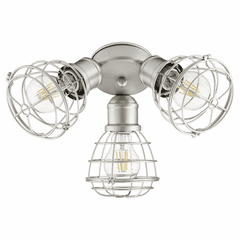 Quorum 3-LT Cage Patio Ceiling Fan Light Kit - Satin Nickel  - 2314-65